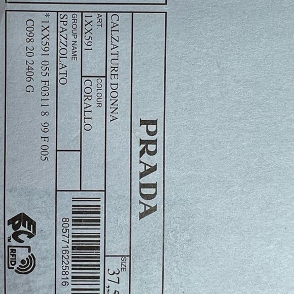 Prada Women’s Sandals Coral Logo Triangle Sandals 37.5. 7.5 women’s NEW - Picture 7 of 7